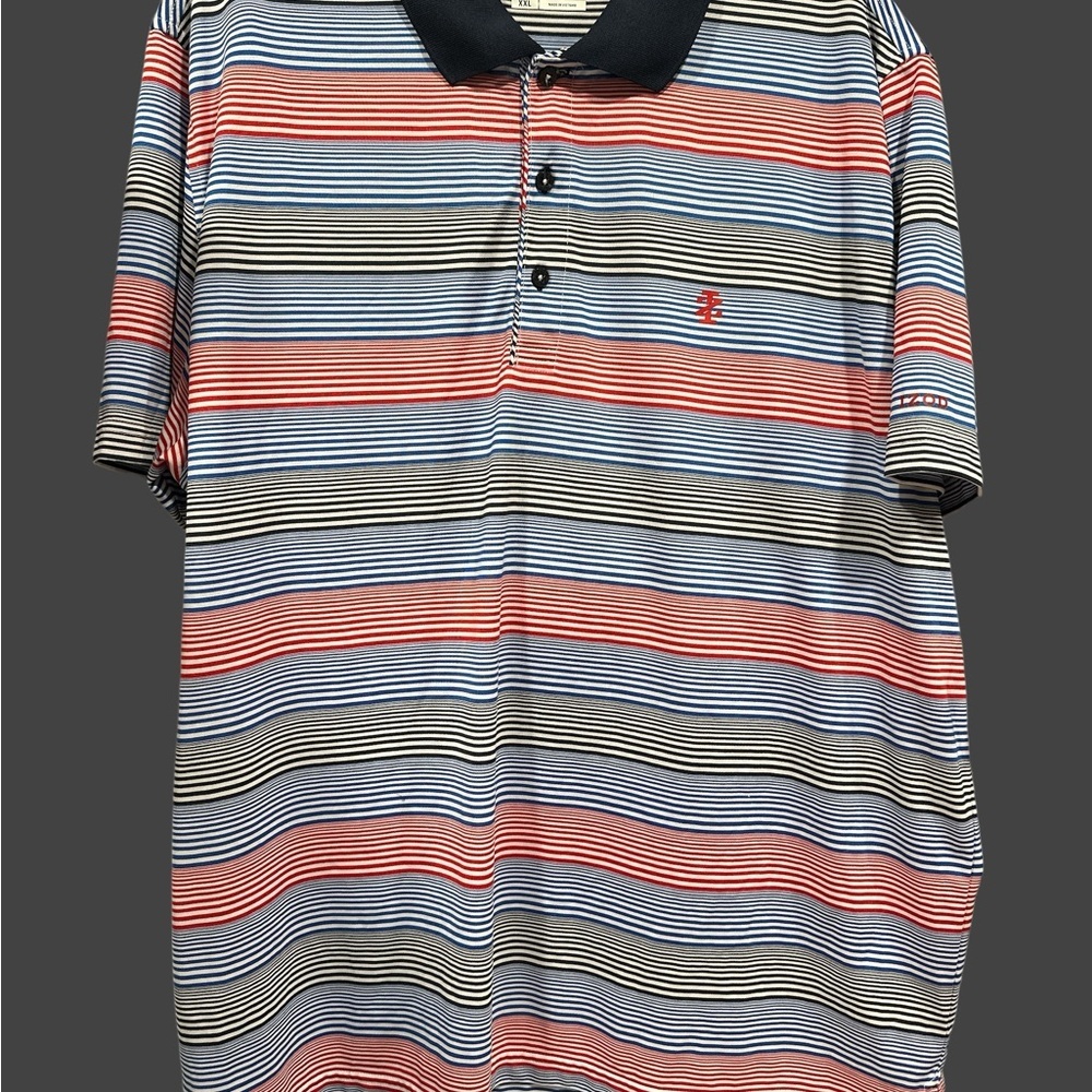 Izod Red and Blue Polo Shirt Classic Striped Design